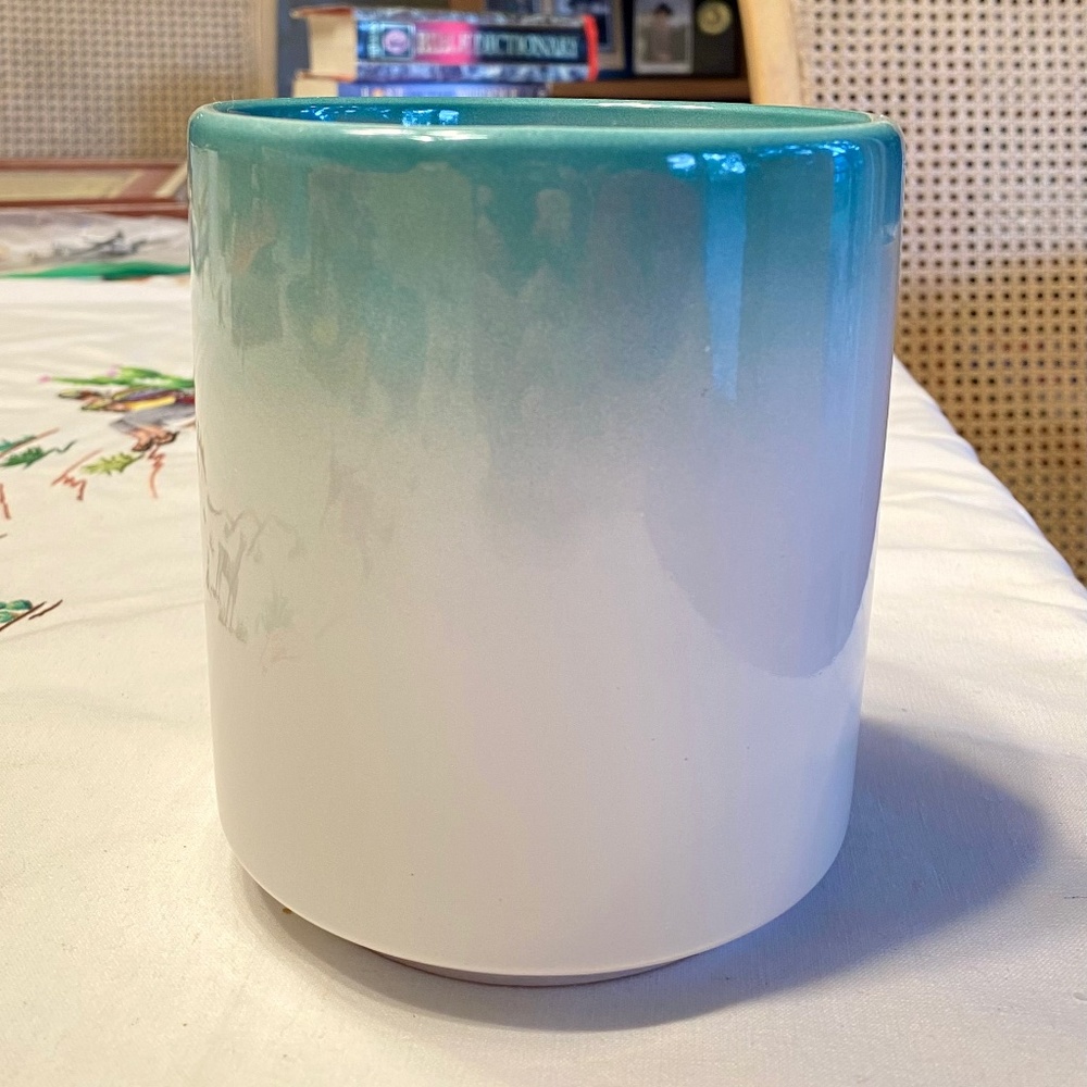 Teal and Cultured Pearl Ombré Ceramic Planter